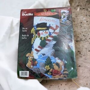 Vintage Bucilla Felt Stocking Craft Kit NWT Snowman Personalized Christmas 84594